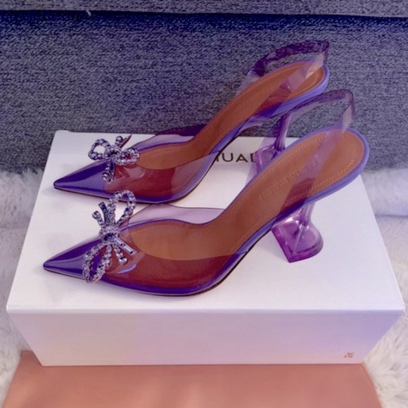 New Amina Muaddi Rosie Crystal-Embellished Transparent PVC Slingback Pumps 38.5 - Picture 8 of 11